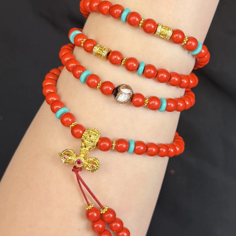 帝王砂108颗项链降杵颈饰+景泰蓝工艺顶珠MK1102