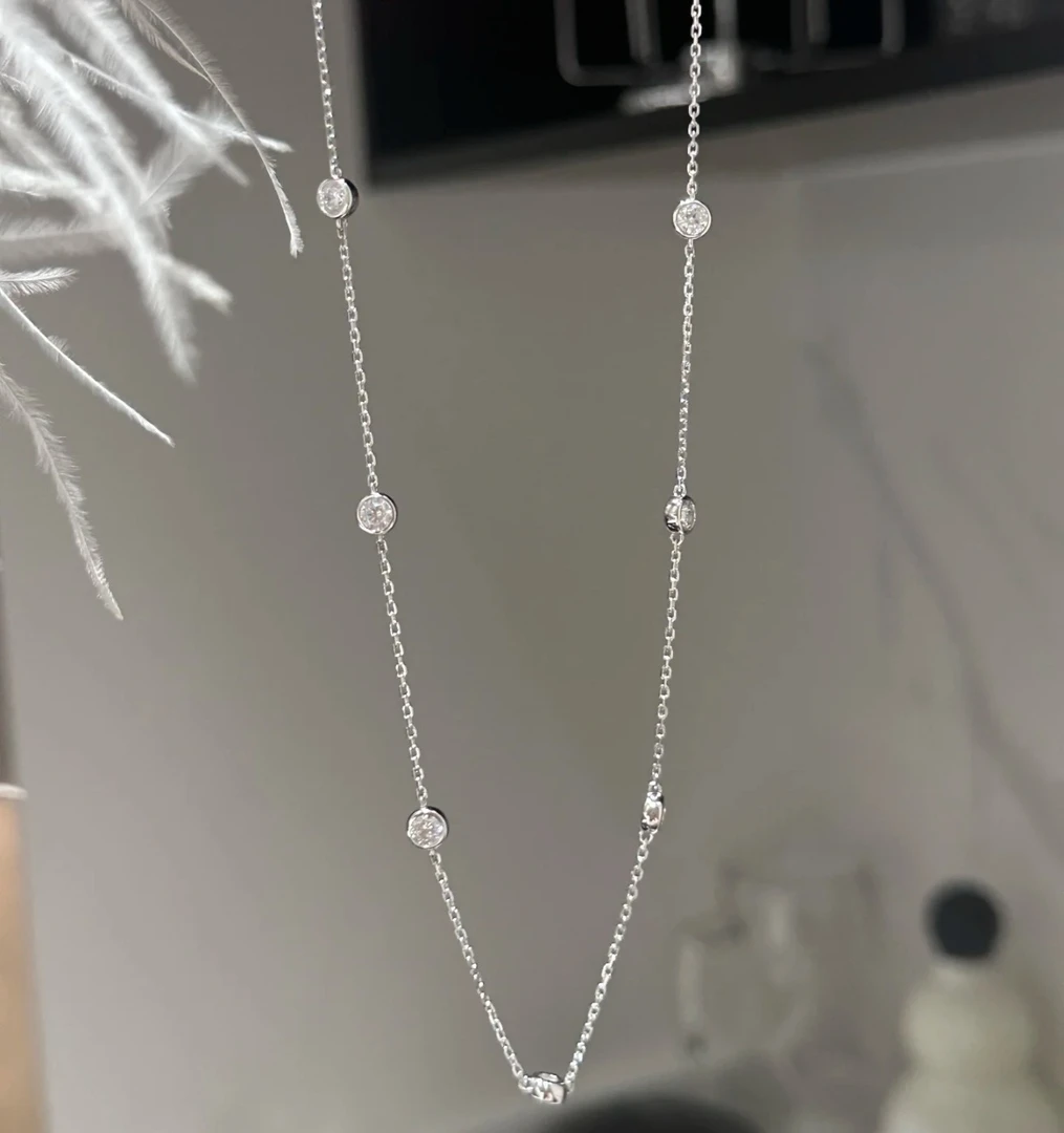 18k金镶嵌天然钻石40分满天星泡泡套链