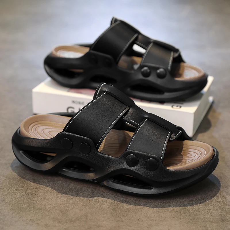 沙滩凉鞋男夏季厚底防滑开车拖鞋男士踩屎感运动外穿越南休闲凉拖