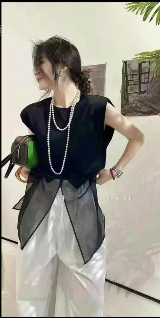 可爱推荐【实体品质】1988欧货时尚设计感蕾丝拼接短袖T恤