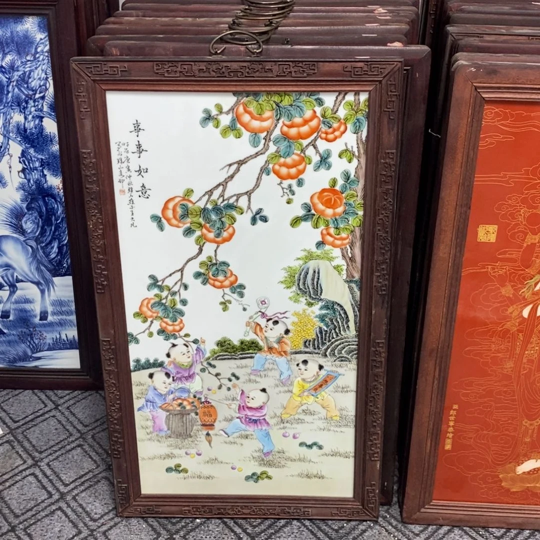 瓷片风**起90*52 景德镇瓷板画柴窑烧制