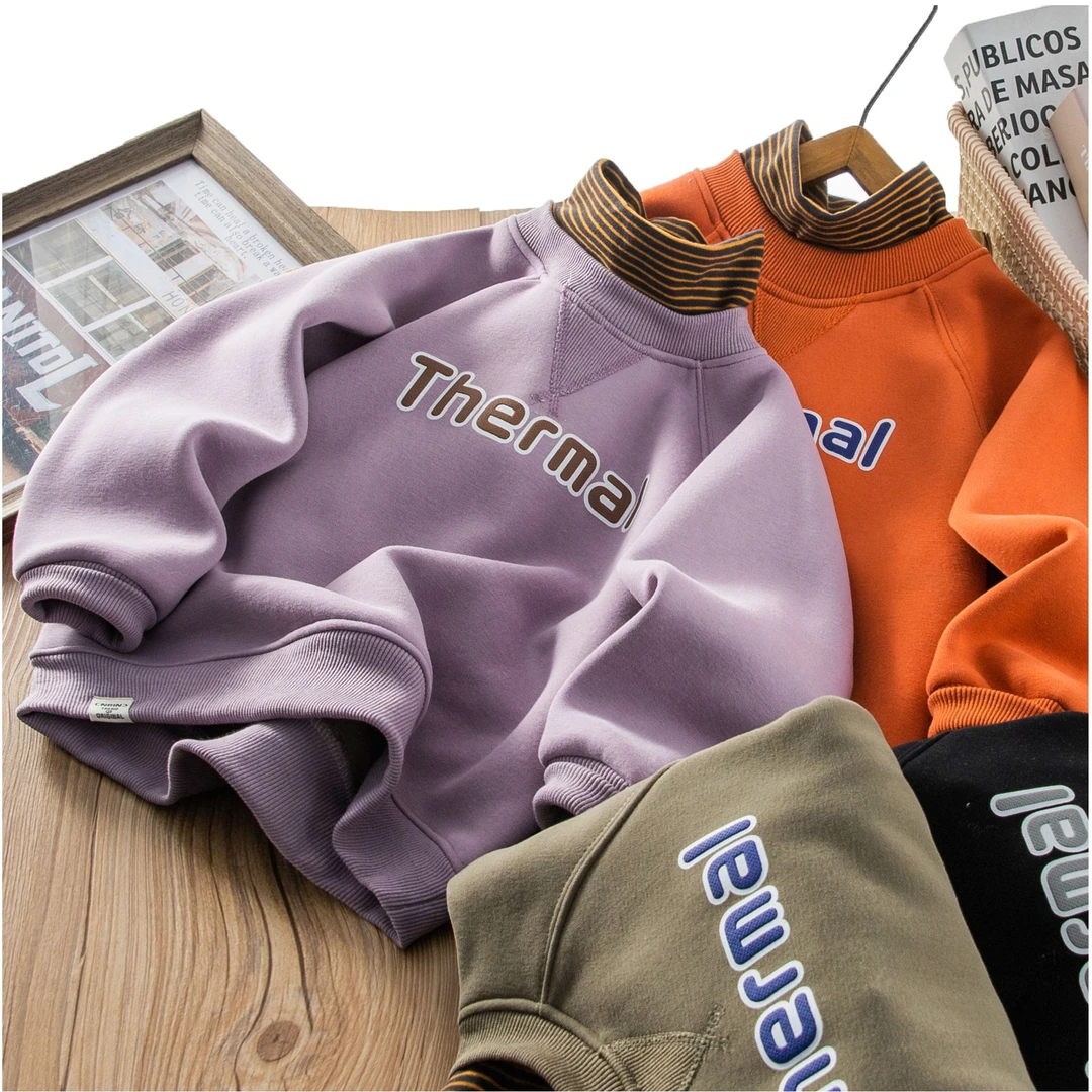 2025冬季男女童圆领密密绒假两件卫衣休闲百搭长袖上衣中大童