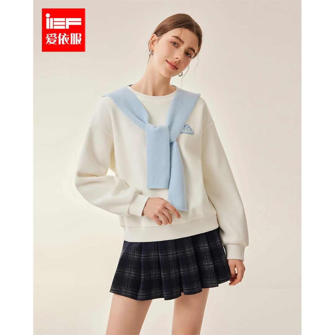 IEF/爱依服2025新款韩版时尚减龄少女风休闲百搭加绒保暖卫衣针织