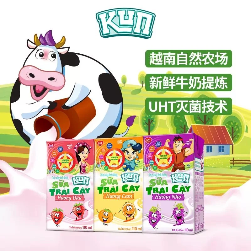 【3排12瓶】越南进口KUN牌复合蛋白饮料110mL高颜值果味风味饮品