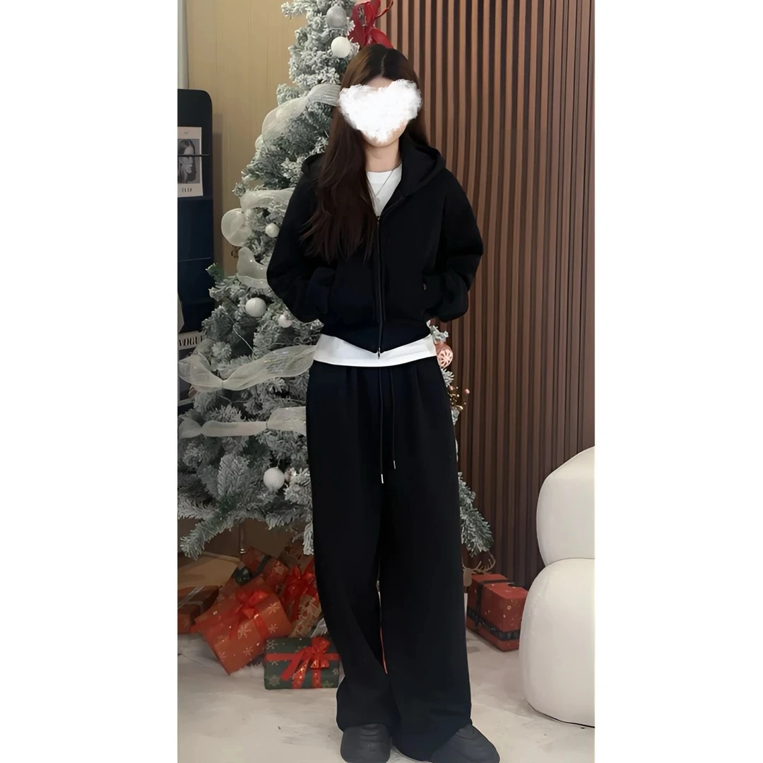 【绮梦】显瘦收腰百搭休闲时尚连帽卫衣套装新款高级运动套装