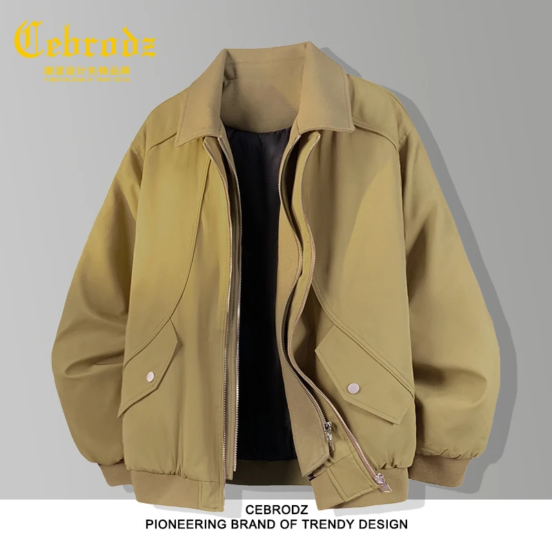 法国Cebrodz美式复古翻领棉衣男冬季加厚保暖宽松工装风百搭外套