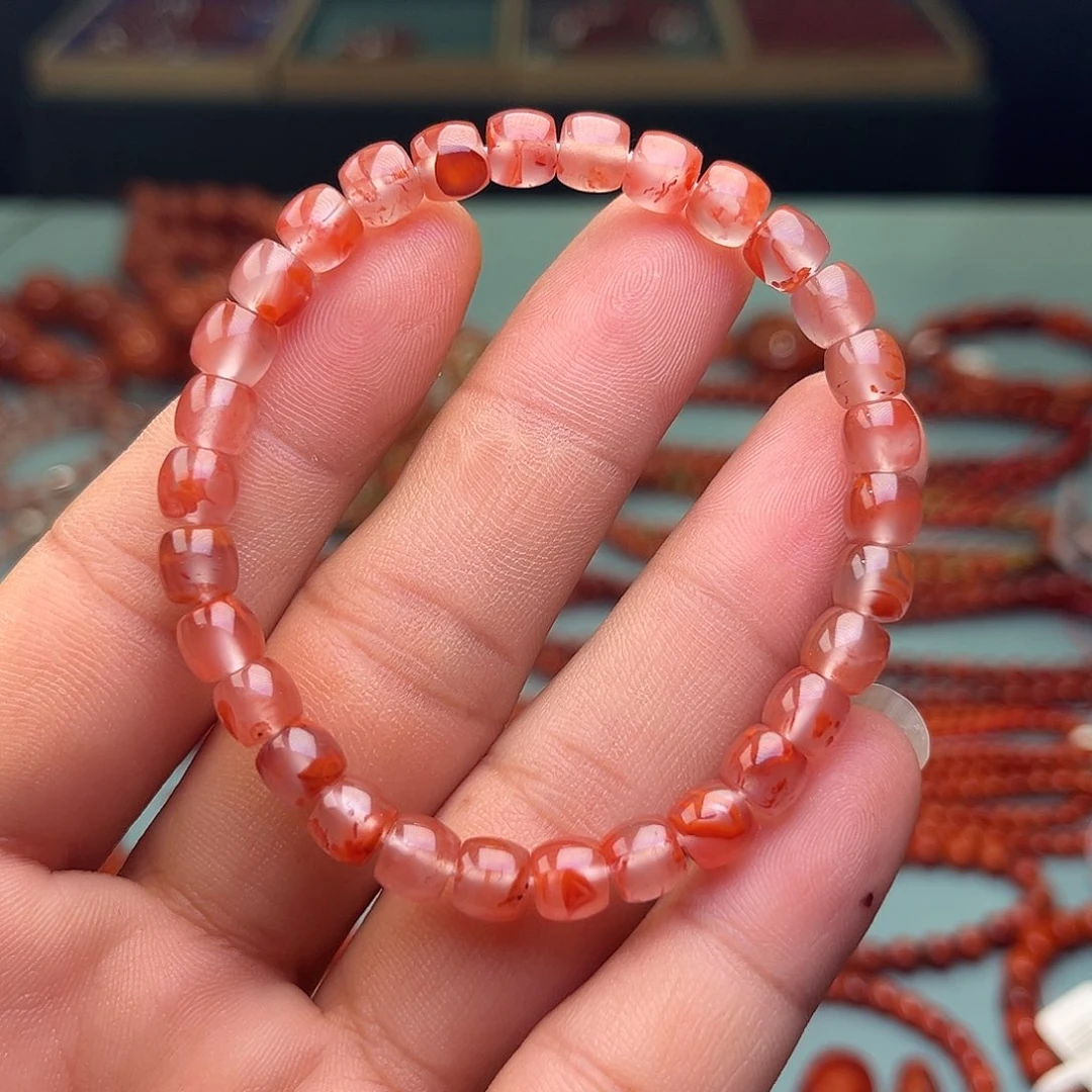 南红玛瑙未镶嵌手链直切6十