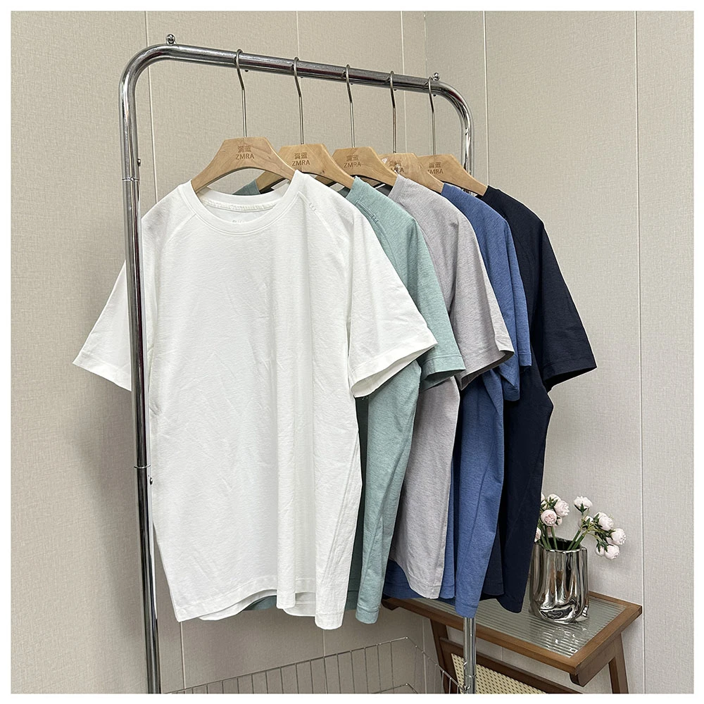 T277夏季新款纯色宽松圆领短袖T恤男女同款