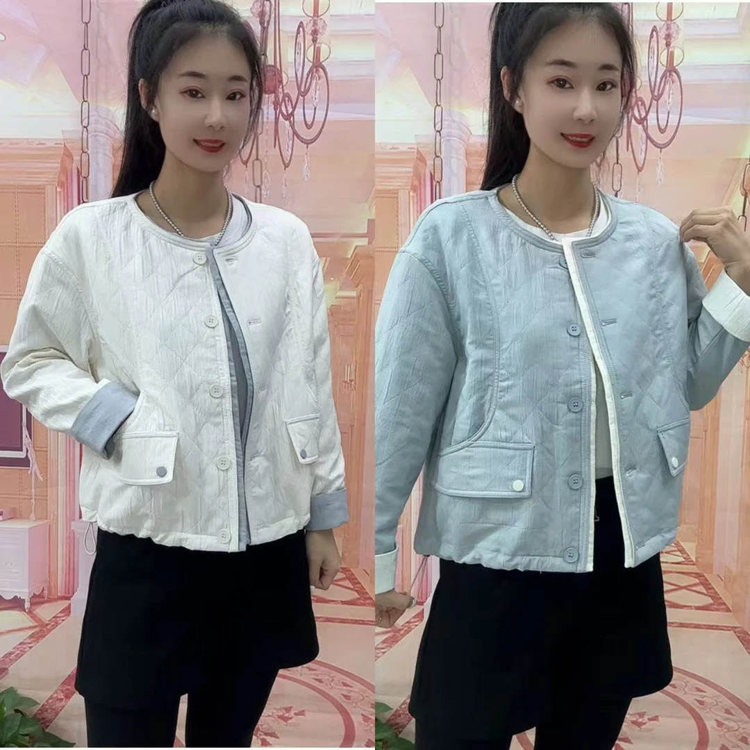 25A16新款休闲宽松底边可抽绳加内衬外套（衣长57左右）