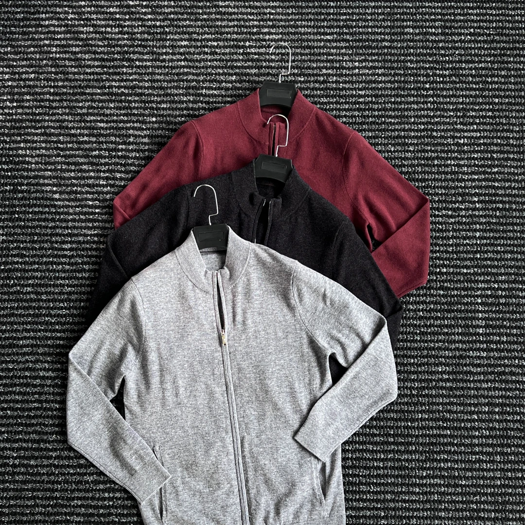 CssuGent早秋高端100%绵新贵半高领针织开衫毛衣男绅士外套潮