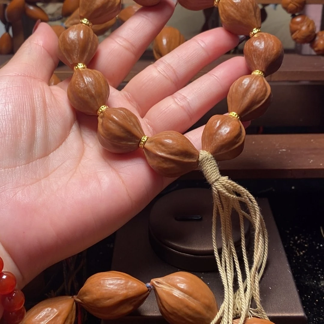 橄榄核手串/手链2.0沙金蜜桃鸡血红11颗