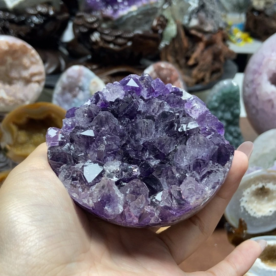 紫晶未镶嵌摆件水晶