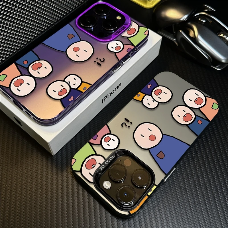 卡通小人适用苹果16promax手机壳iPhone15创意14保护套17新款防摔