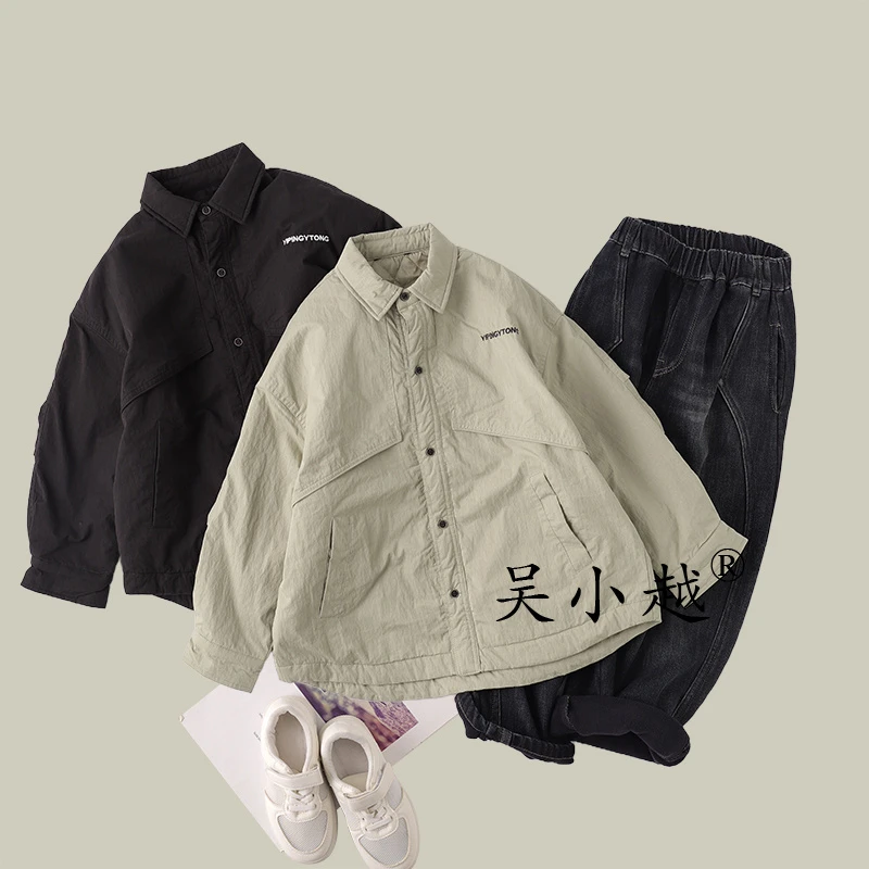 吴小越w1718男童中大童秋冬装加棉新款洋气儿童二棉冬季加厚外套