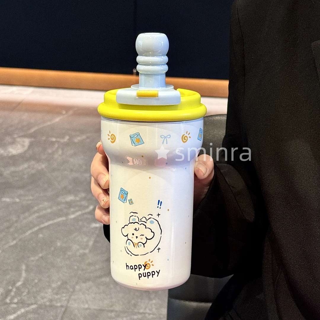 陶瓷内胆吸管保温杯女生高颜值便捷学生宿舍生日礼物2025新款杯子