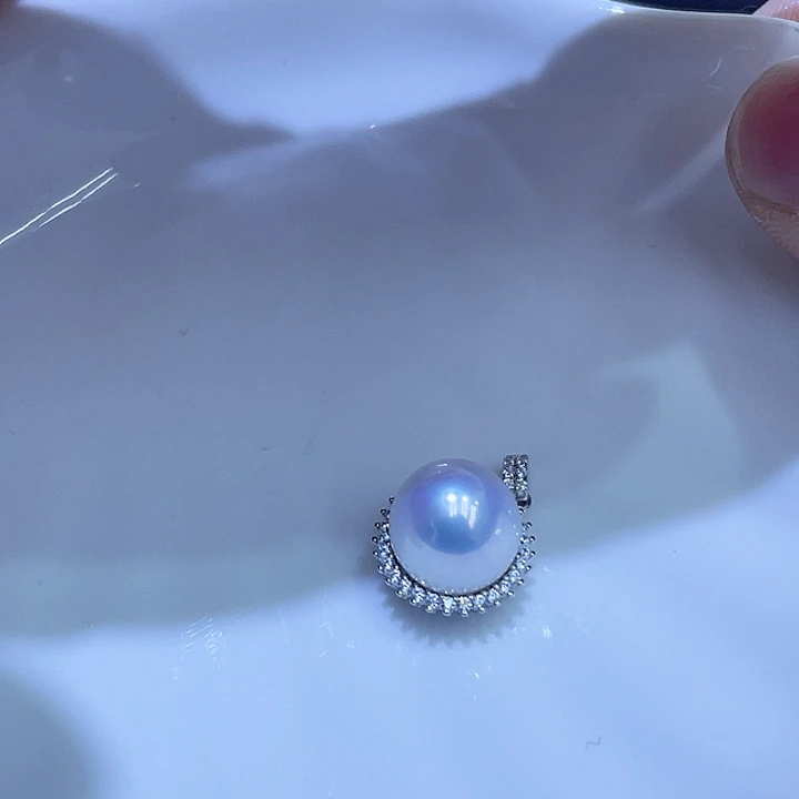 淡水珍珠颈饰银S925镶嵌肉*