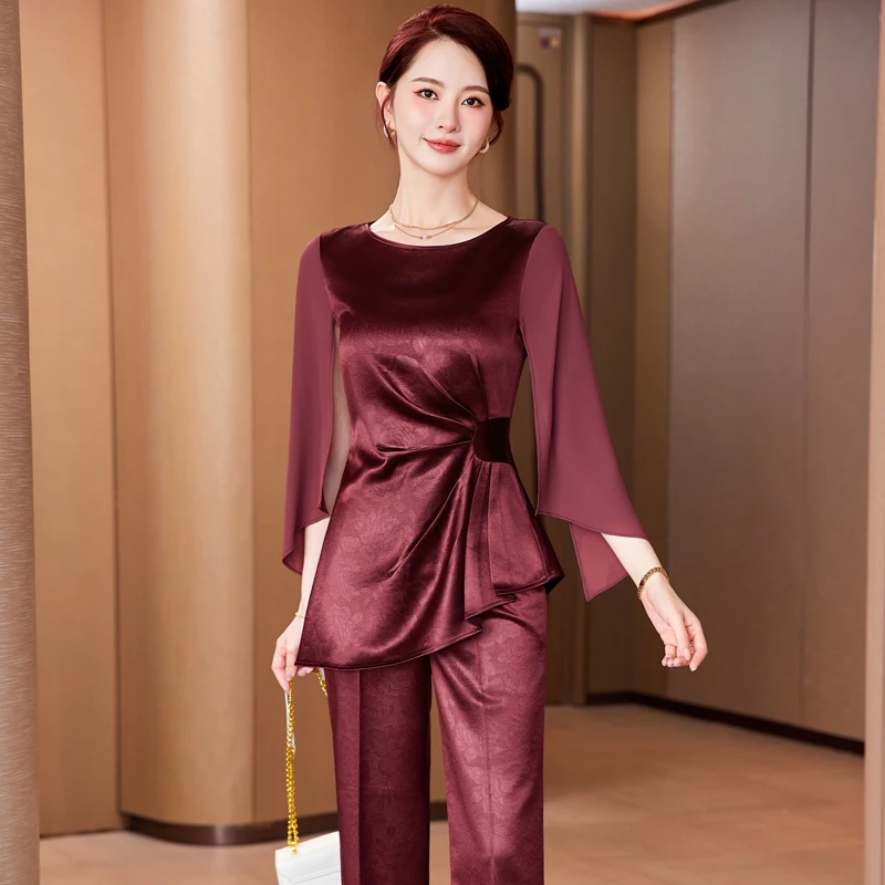 高级感女装套装夏季气质轻奢贵夫人时尚洋气减龄阔太太两件套装