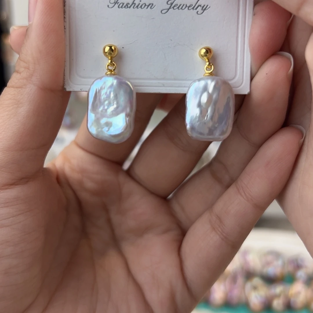 淡水珍珠耳饰银S925镶嵌