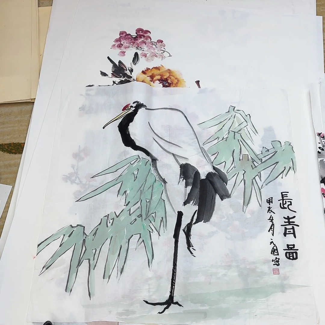 国画四尺斗方花鸟图
