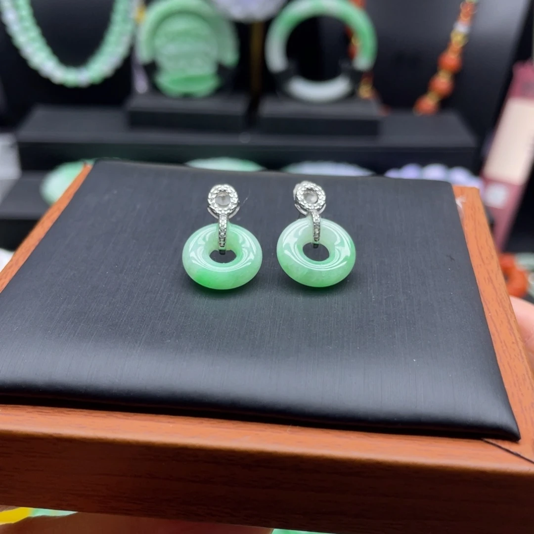 翡翠未镶嵌耳饰翡翠耳钉