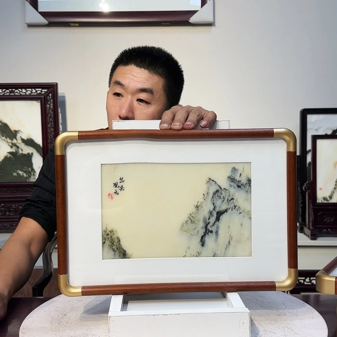 新***聊木天然大理石画挂画