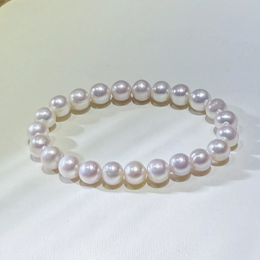 【星月】7-8mm天然淡水珍珠手链白色时尚简约经典DSL00917