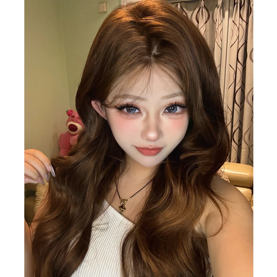 花栗专属-【完美任务】小额蕾丝女款焦糖暖棕渐变色网红超美长卷发