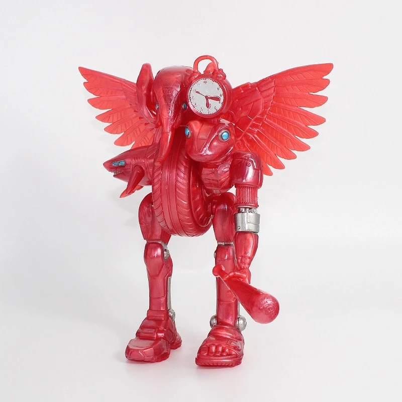 红色机械版融合怪手办玩具外国ai山海经异兽带翅膀可拆卸拼装模型