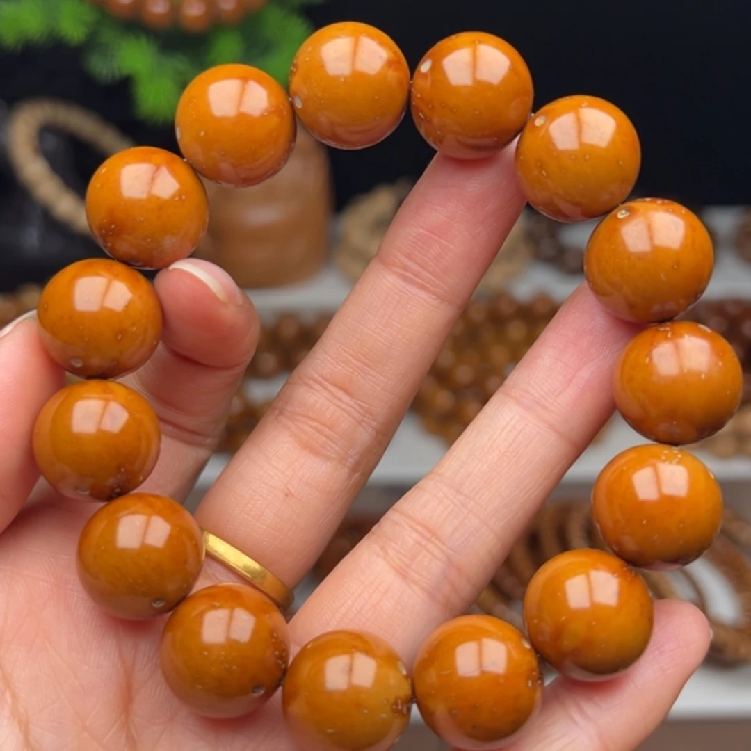 紫金鼠手串卡15半实心光珠