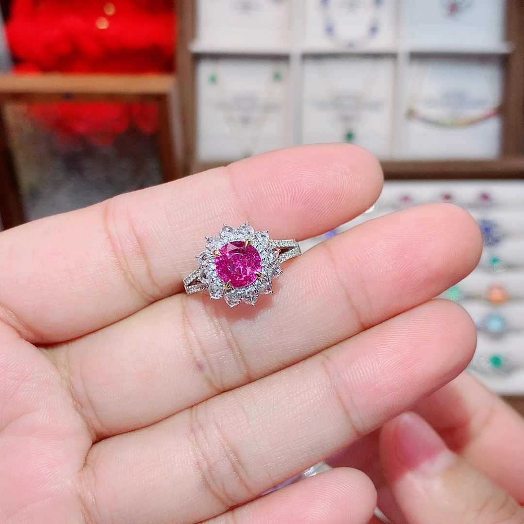 18K金镶嵌彩色蓝宝石戒指1.53ct/七天无理由