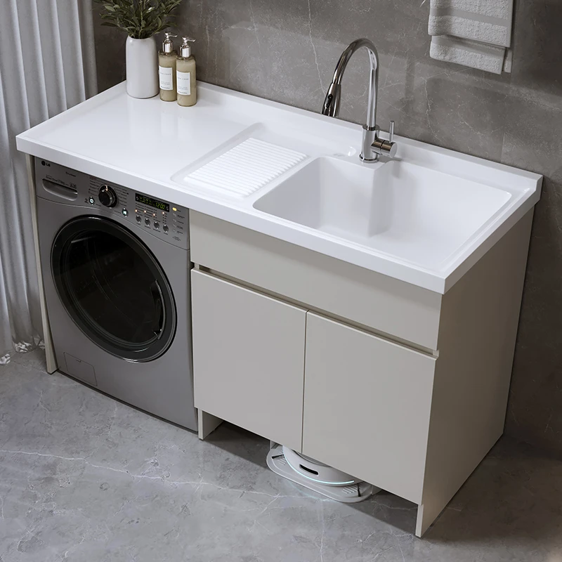 日丰卫浴蜂窝铝ENF整板扫地机器人款阳台洗衣机柜组合-1