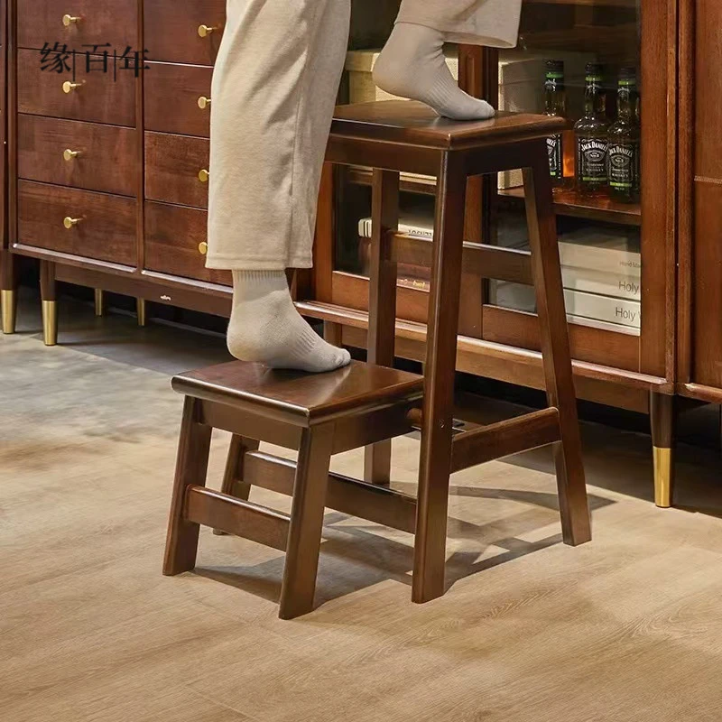 实木可折叠梯凳家用登高凳子两用梯子楼梯椅子木质板凳高脚换鞋凳