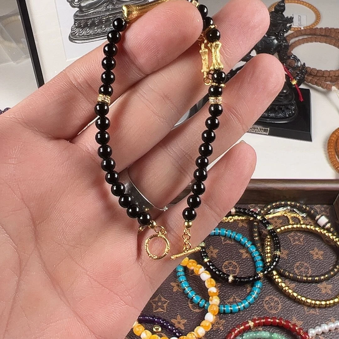 玛瑙/玉髓银S925镀金镶嵌手链溜达玩溜达玩