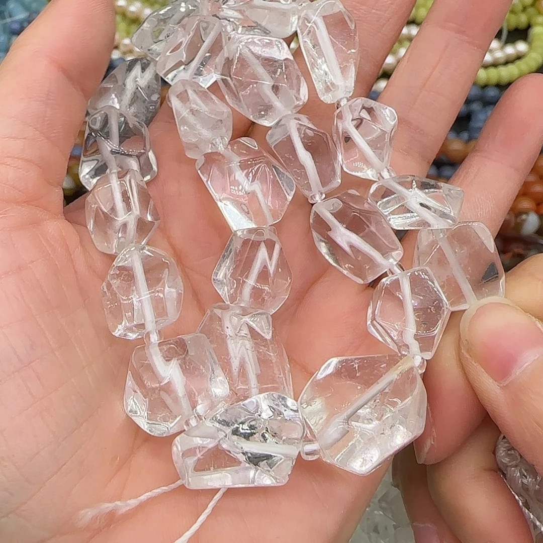 玛瑙/玉髓合金珠宝半成品白水晶12-14mm一条
