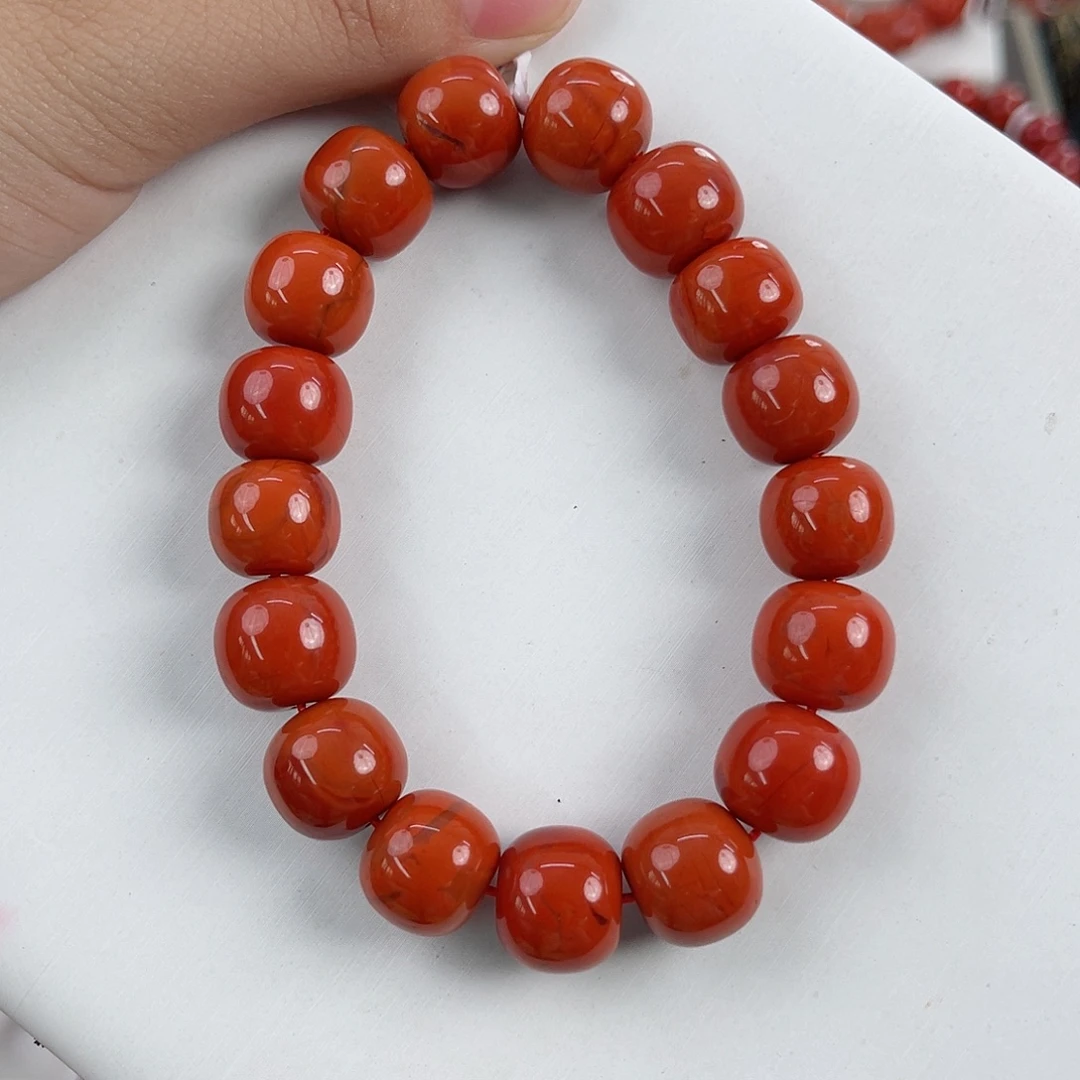 南红玛瑙未镶嵌瓦西高货柿子红火焰老型单圈13mm