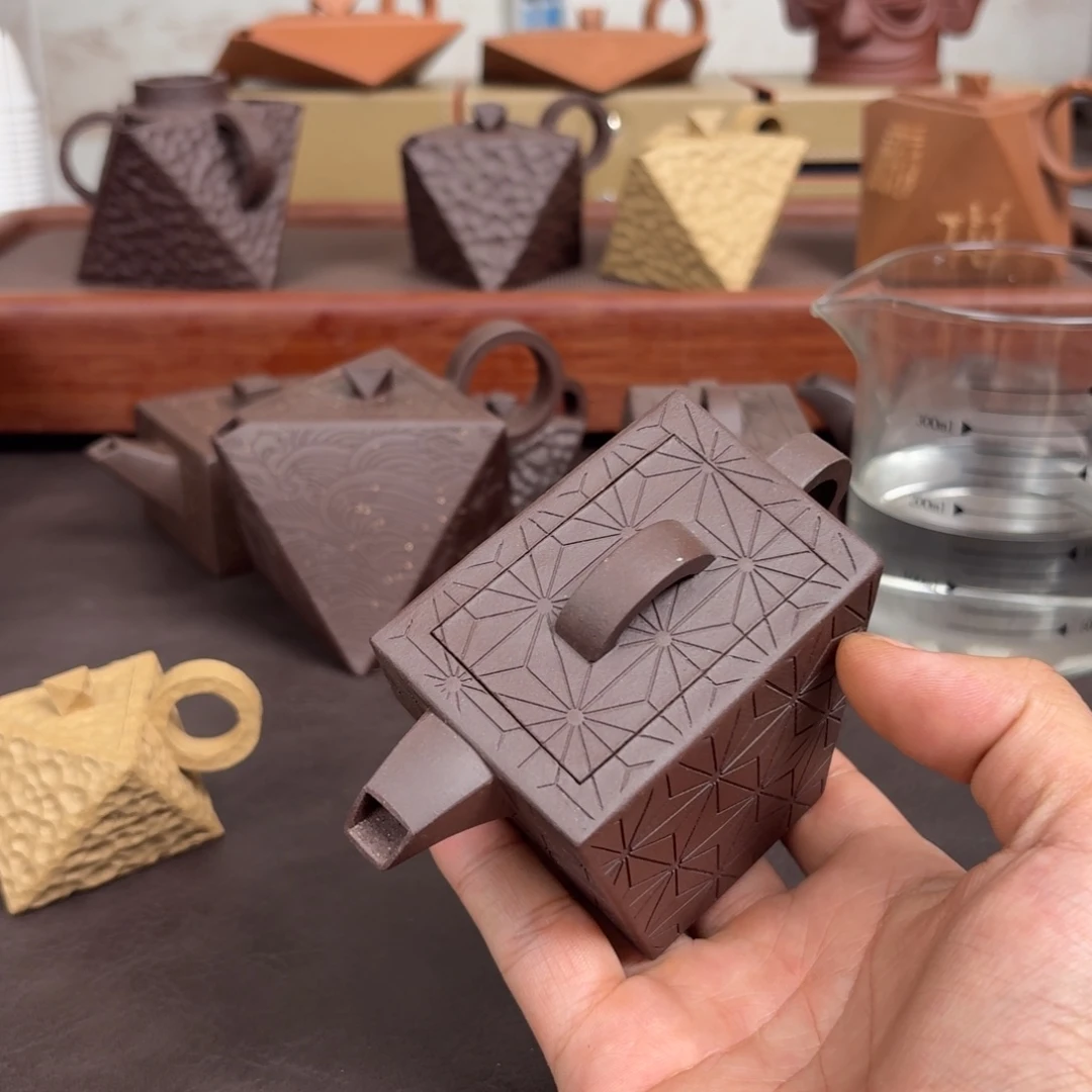 小***强茶壶紫砂全手工四方独特160cc紫泥