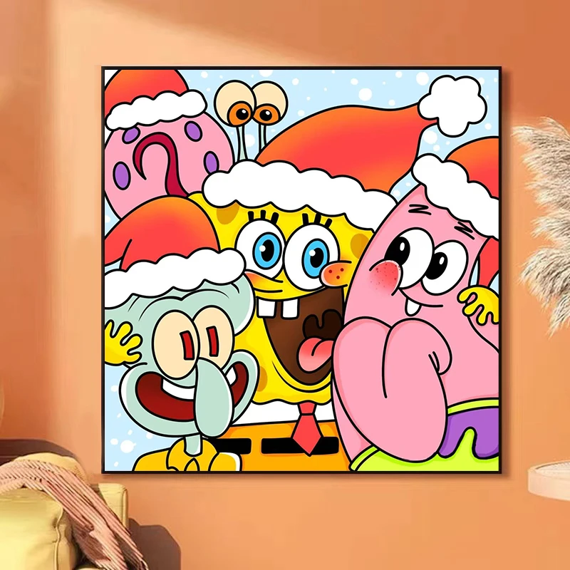 【乐乐甄选钻石画】满钻【海绵派】可爱节日手工DIY装饰画