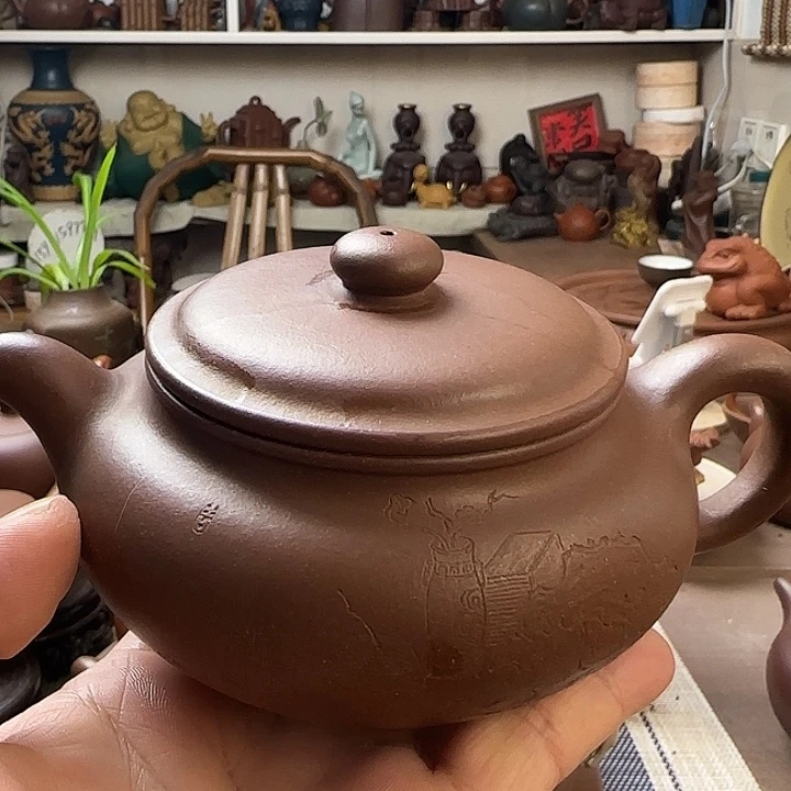 底槽青茶壶原矿紫砂全手工