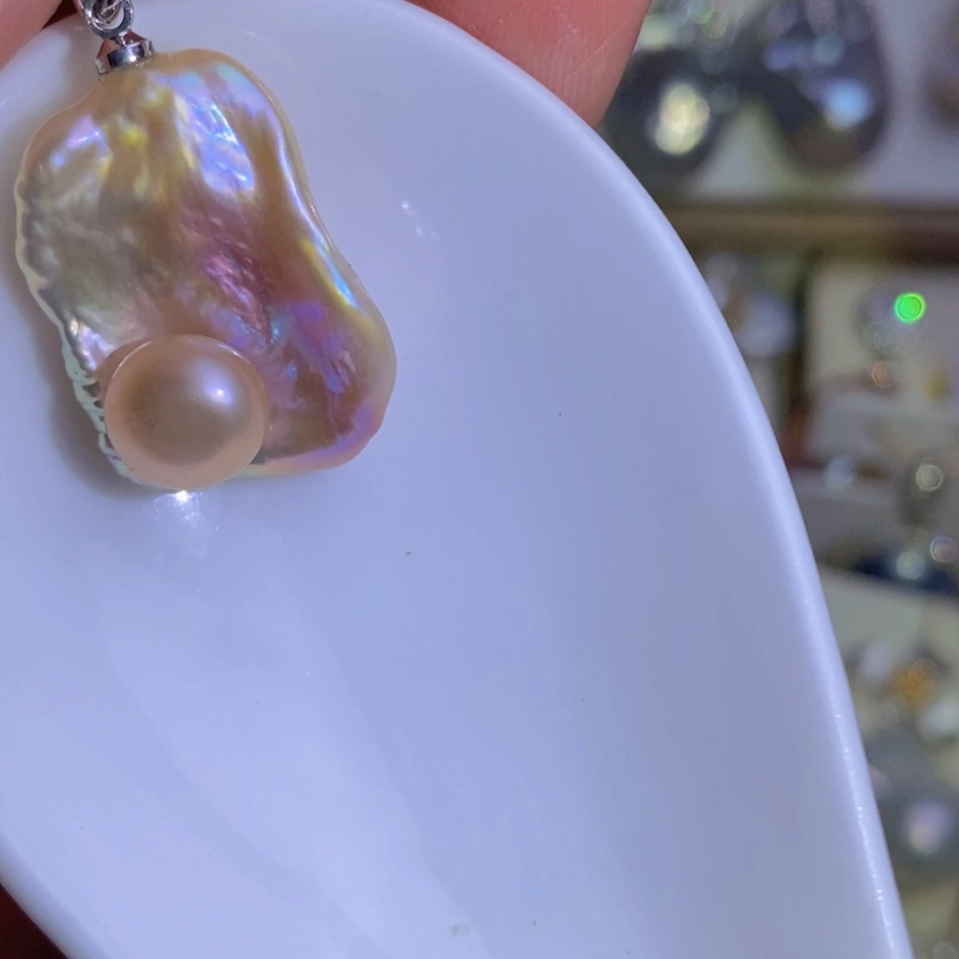 银S925镶嵌天然淡水珍珠淡水珍珠