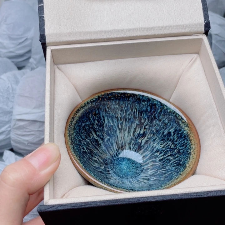 茶盏建窑建盏主人杯金丝蓝斗笠