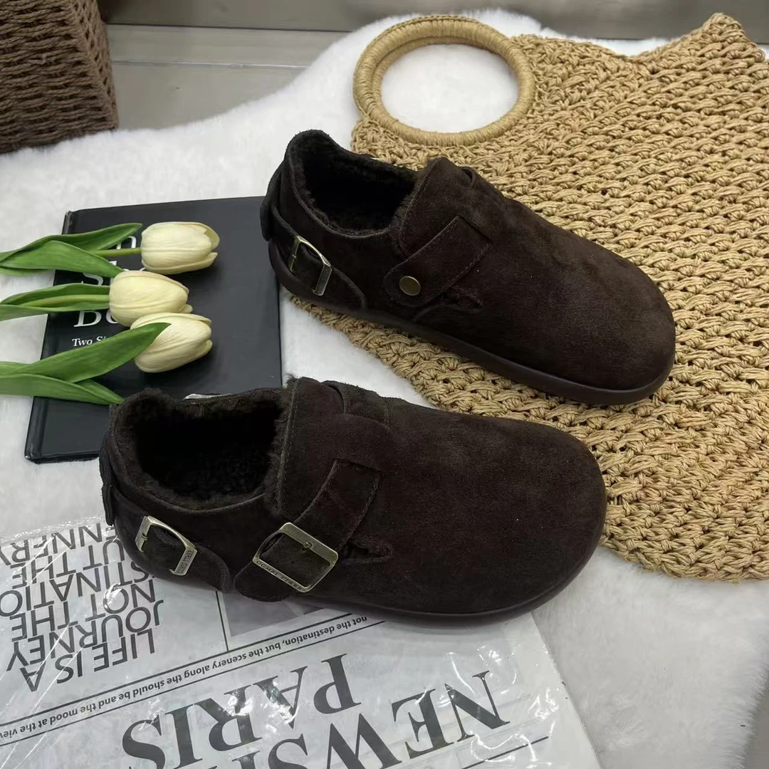 轻奢鞋子勃肯鞋2025秋冬新款厚底轻职浅口一脚蹬休闲百搭舒适女鞋