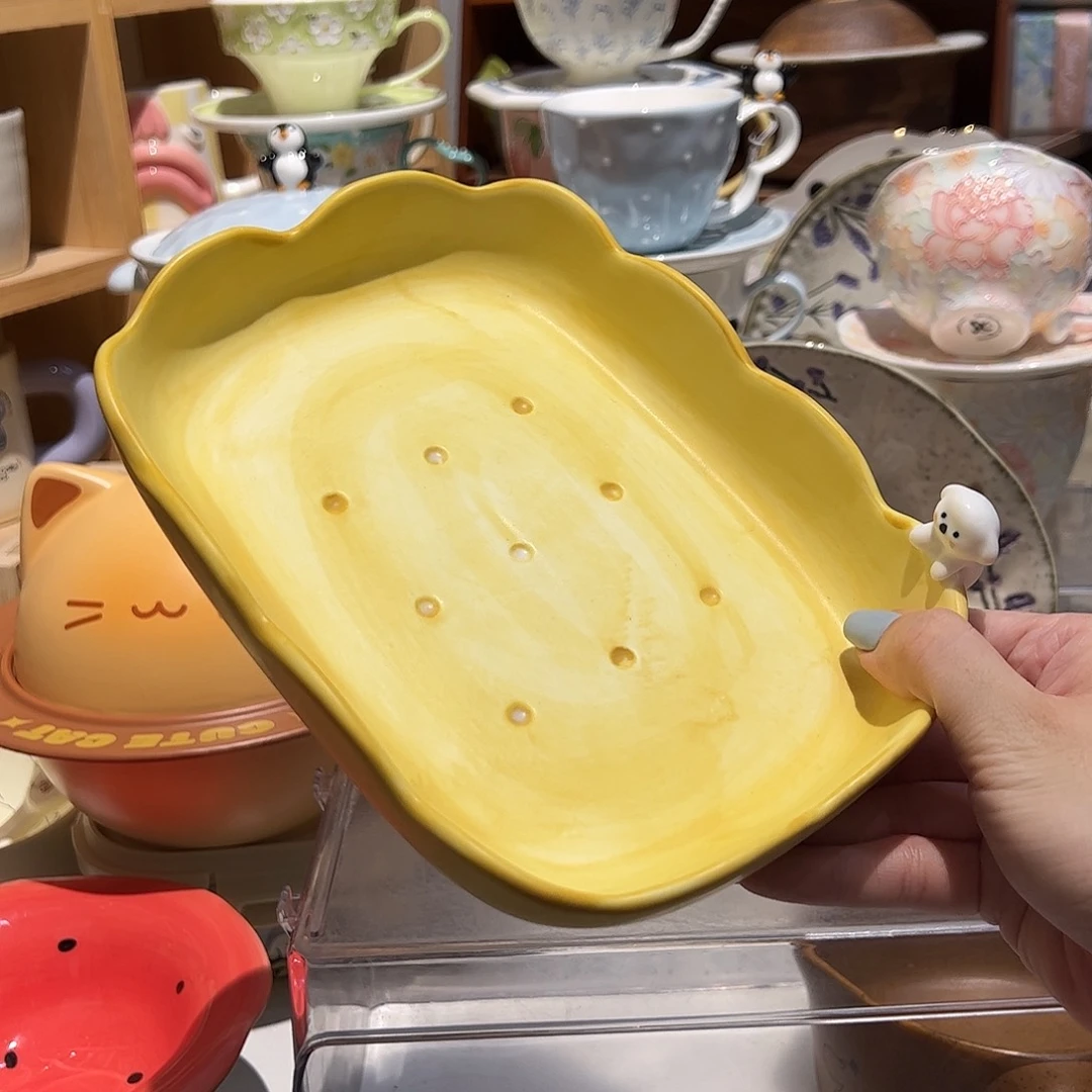 立体小狗饼干盘黄色
