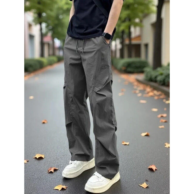 夏季薄款透气打褶伞兵冲锋裤工装直筒宽松休闲裤休闲长裤春秋