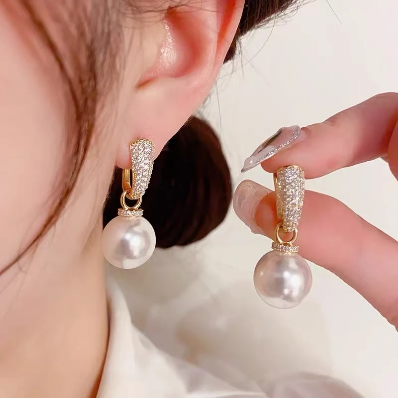 铜合金仿珍珠耳饰 a346 a347欧比雅比【约12mm珠耳扣】可拆卸14054