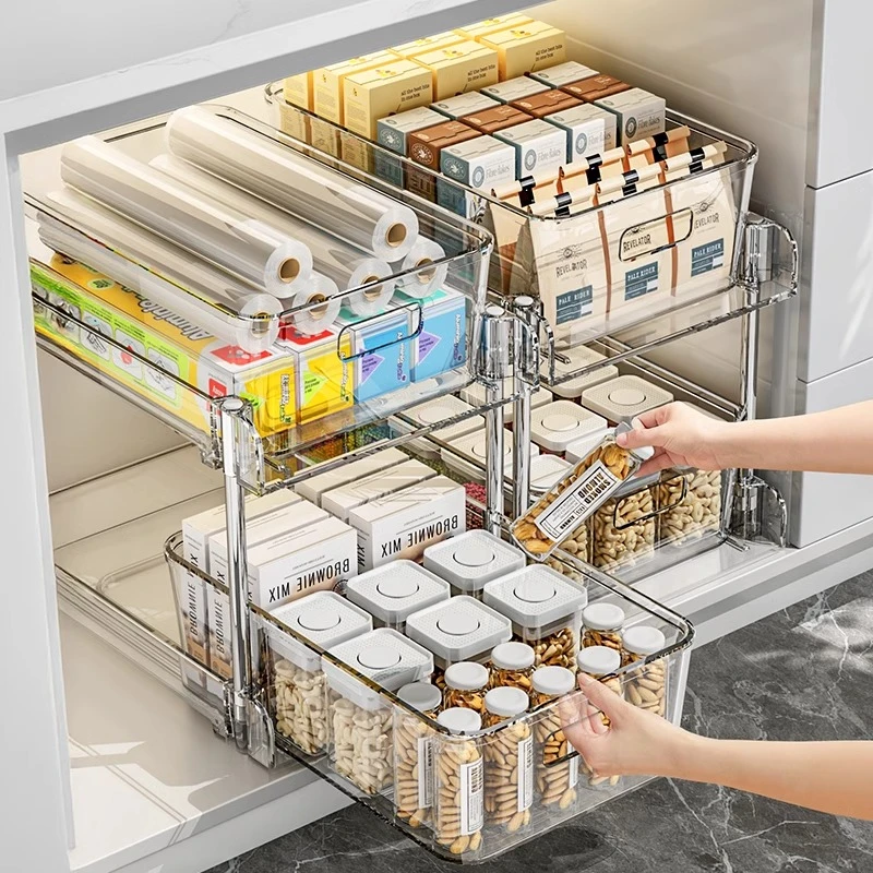 优勤下水槽置物架厨房多功能置物架橱柜拉篮分层抽拉式调料收纳架