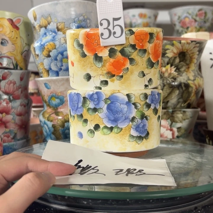 景德镇手绘花盆满38包邮偏远地区除外