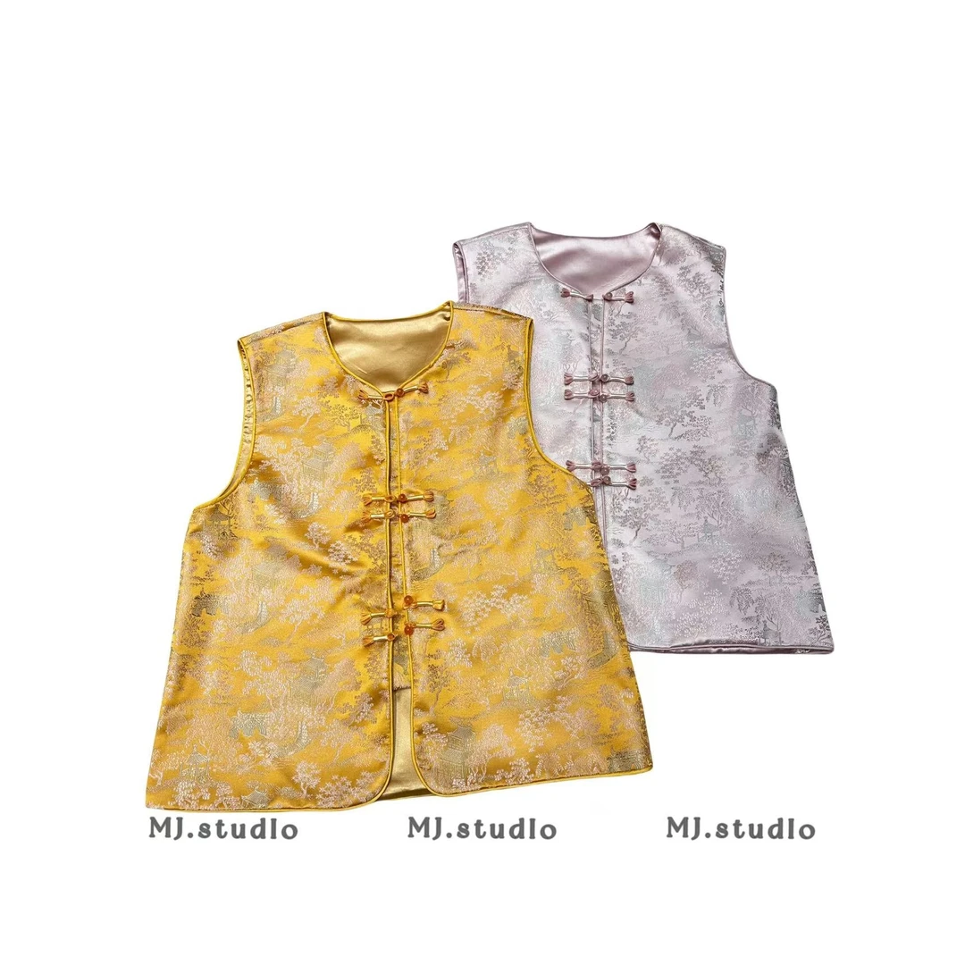 M.J 6606国风马甲黄色，粉色