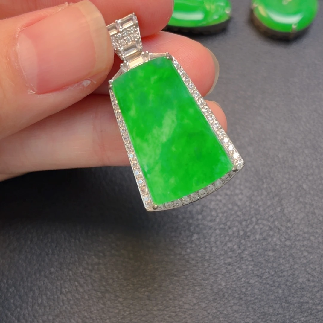 翡翠银S925镶嵌吊坠(不含链)