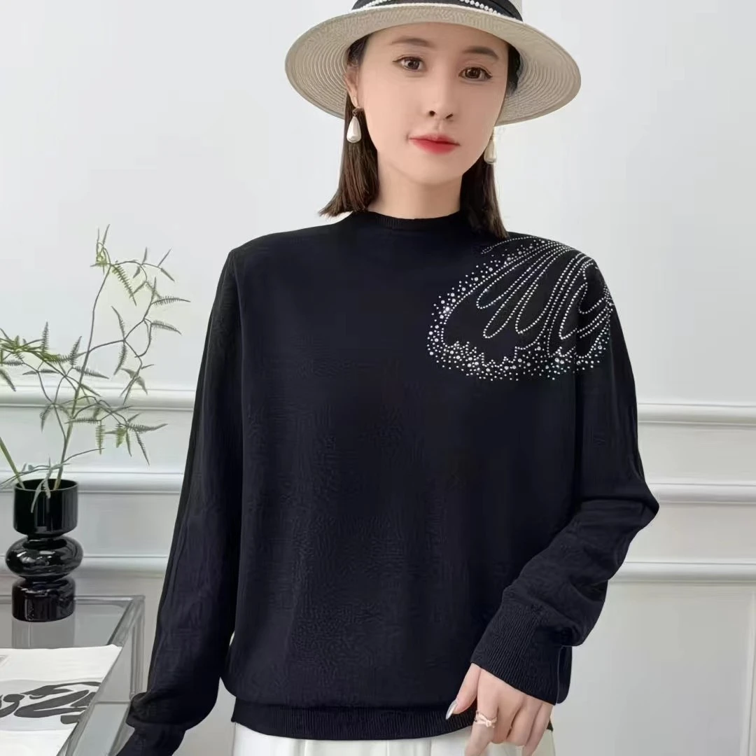 央气时尚大码女装2025秋冬新款毛衣针织衫中年妈妈装短款内搭打底