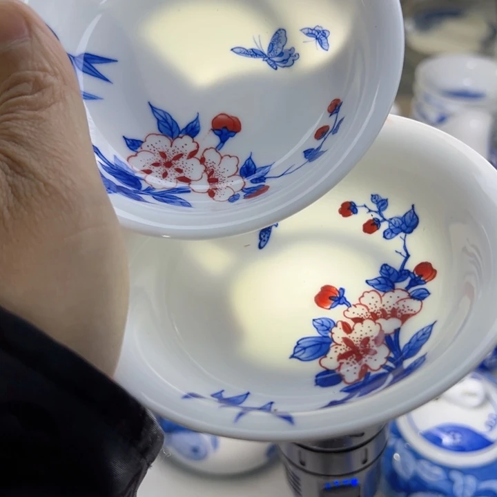 杯手绘微瑕两个四寸陶瓷